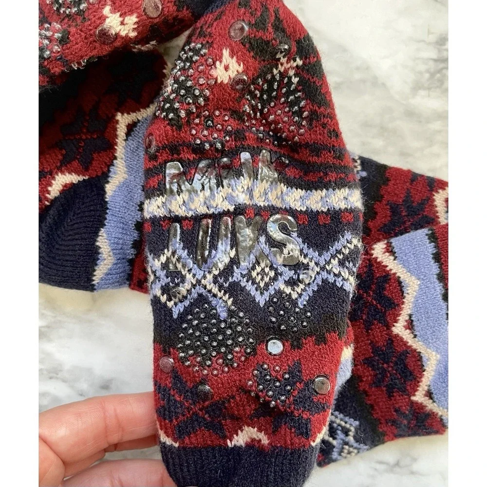 Muk Luks NWT Women's (9-12) Cabin Socks Jojoba Oil, Multi‎ Color Fleece Lined